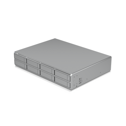 Elevated front-right view of the Ubiquiti UniFi UNVR-G2-Pro network video recorder chassis