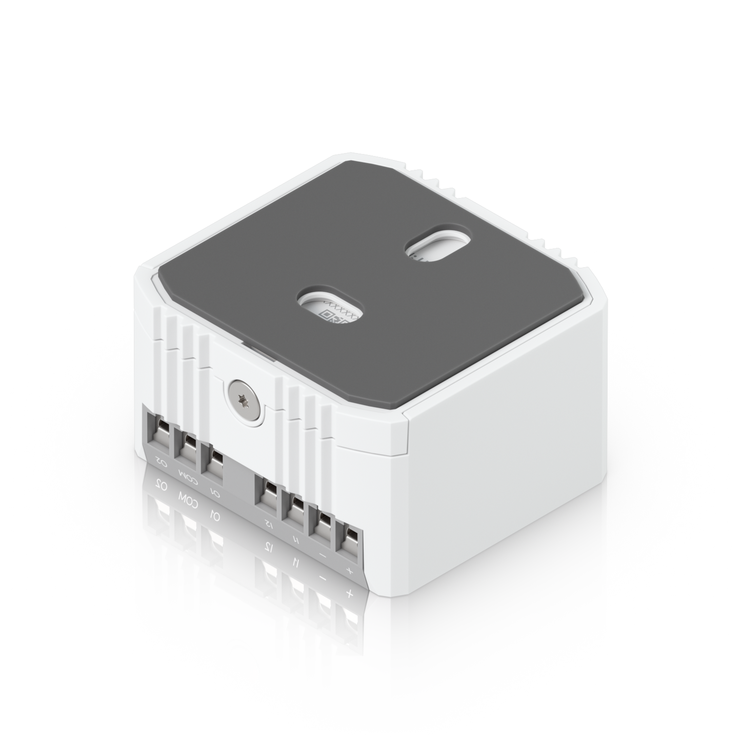 Ubiquiti UniFi Relay viewed from below with mounting plate and labelled terminal connections