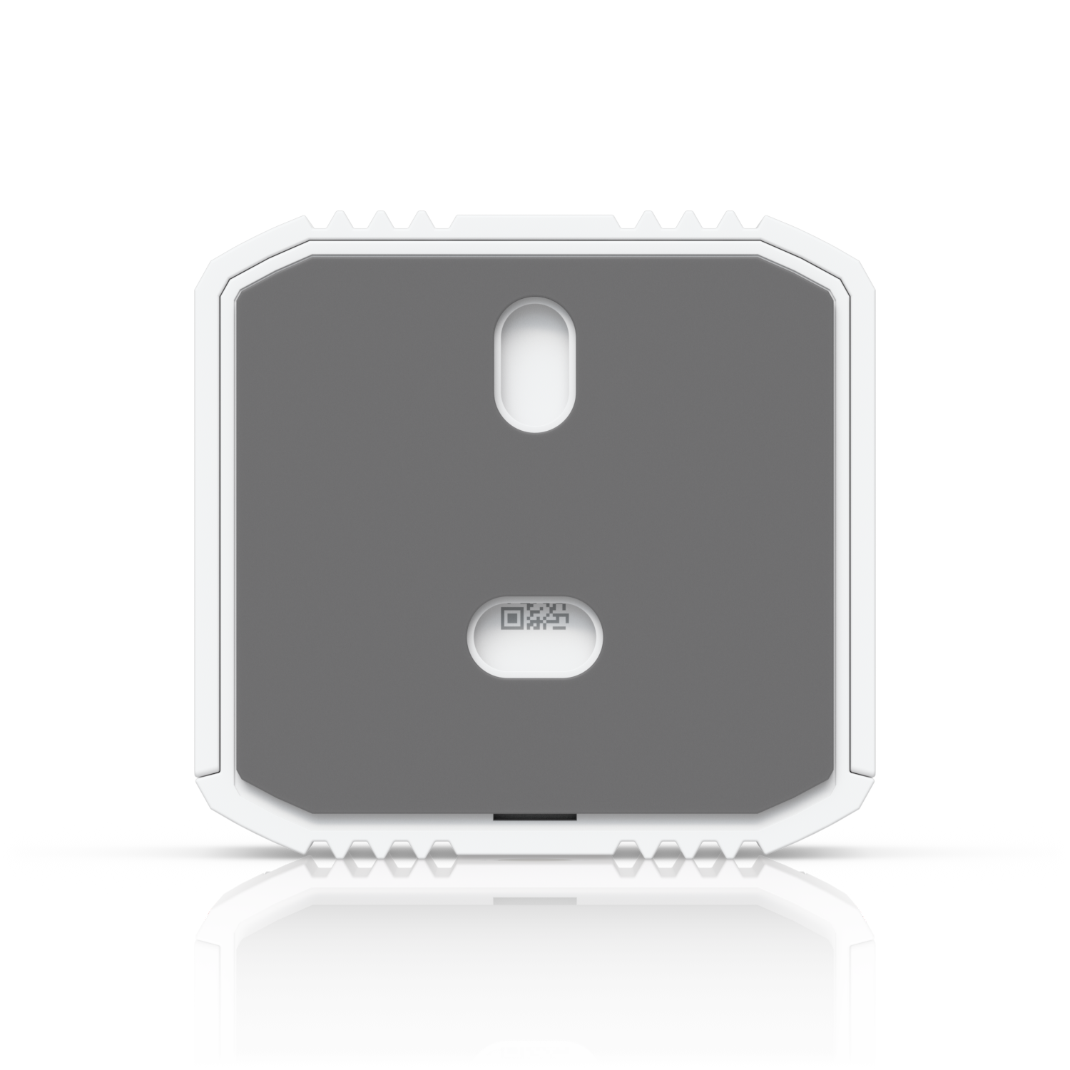 Rear view of Ubiquiti UniFi Relay USL-Relay showing the mounting surface, keyhole slot and QR code