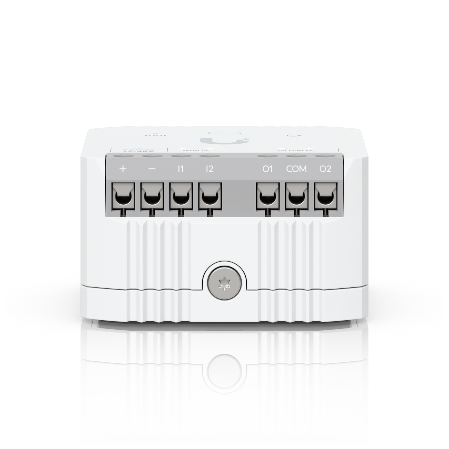 Ubiquiti UniFi Relay terminal panel with power, I1, I2, O1, COM and O2 connections