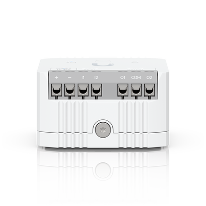 Ubiquiti UniFi Relay terminal panel with power, I1, I2, O1, COM and O2 connections