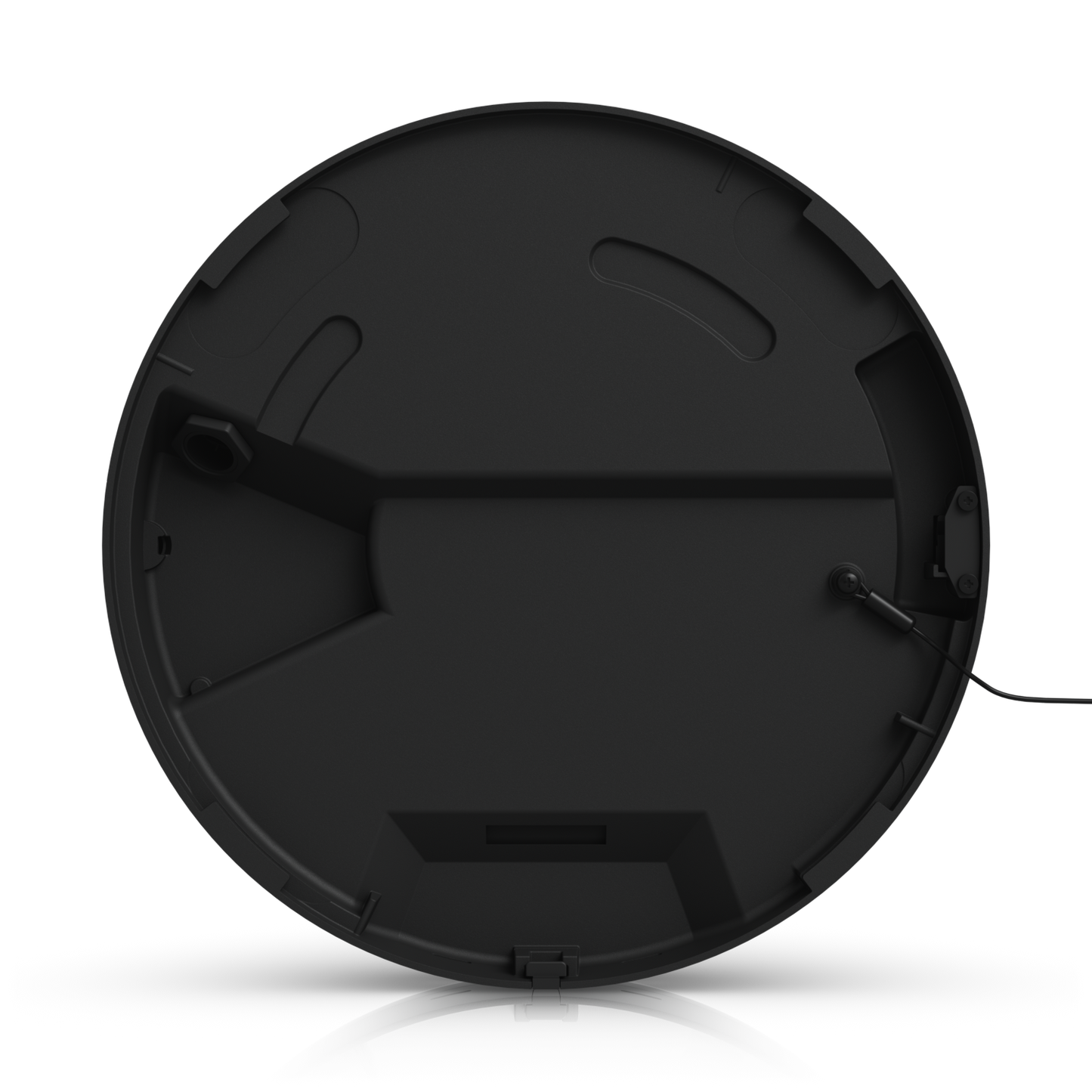 Interior view of the UniFi AI Multi Sensor 4 Black mounting base with cable routing and safety tether