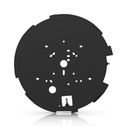 Rear face of the UniFi AI Multi Sensor 4 Black mounting plate showing fixing holes and safety eyelet