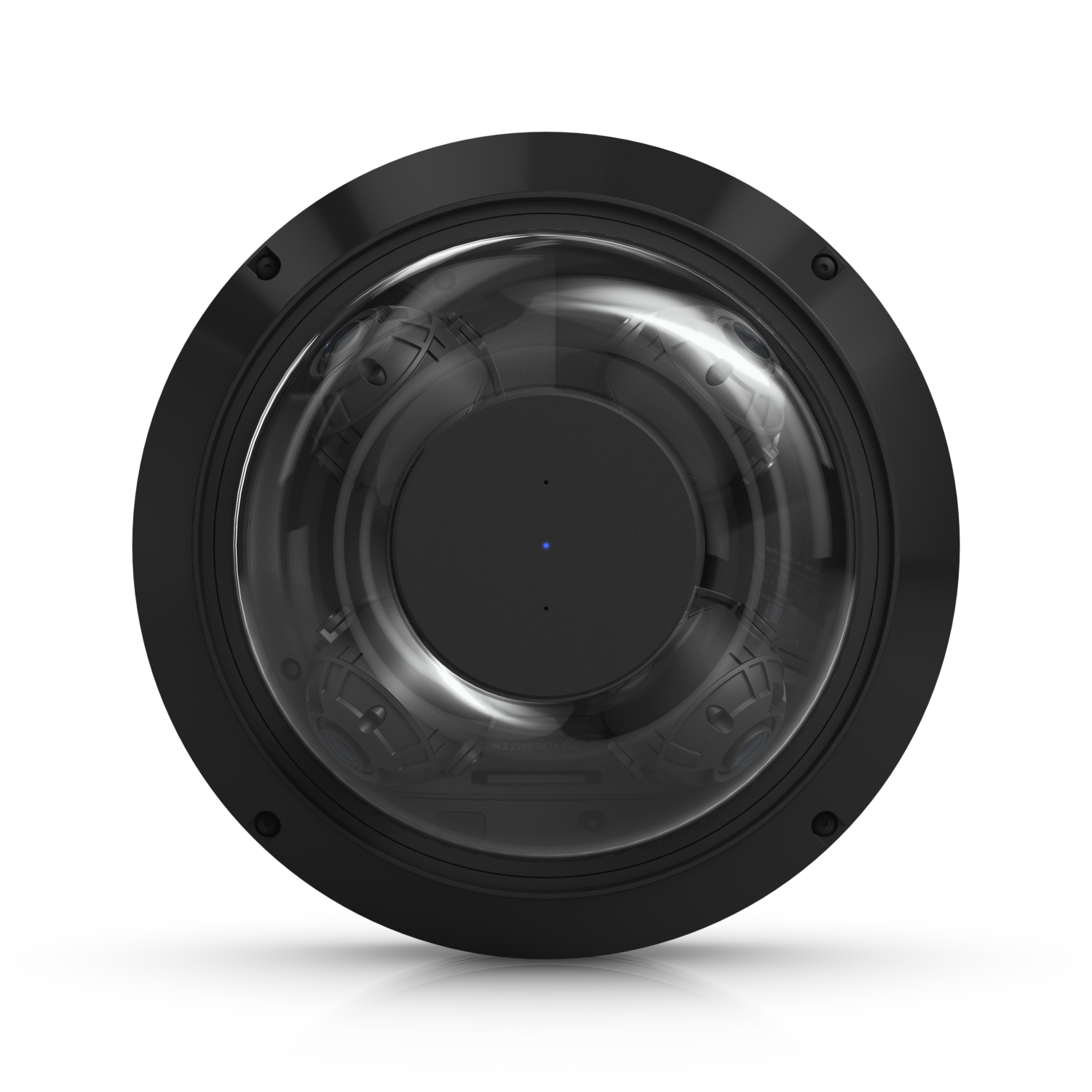 Top view of Ubiquiti UniFi AI Multi Sensor 4 Black showing its circular housing and transparent dome