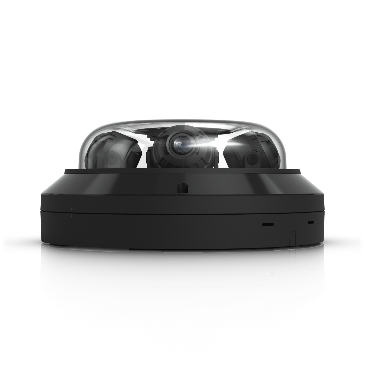 Angled side view of UVC-AI-MS-4 UniFi AI Multi Sensor 4 Black showing housing seams and ventilation slots