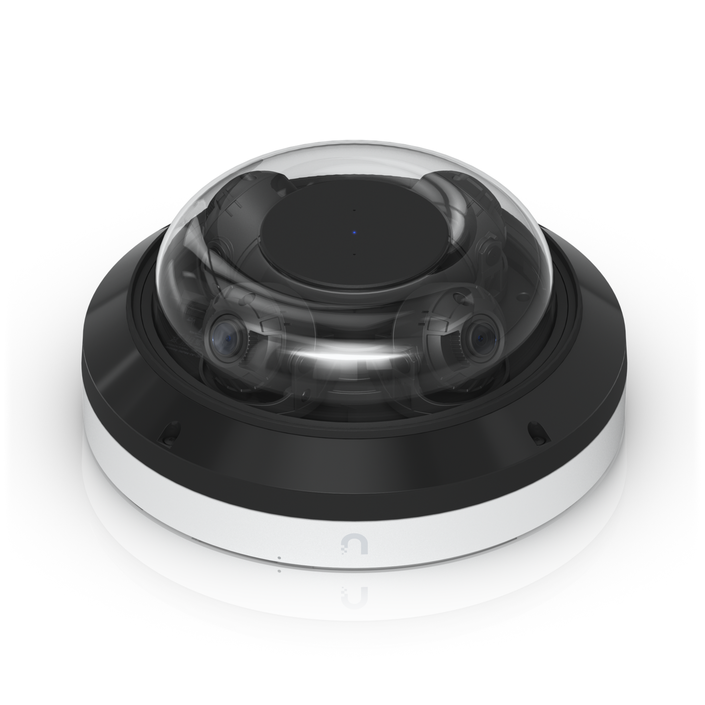 Ubiquiti UVC-AI-MS-4 UniFi AI Multi Sensor 4 White with four camera lenses beneath a transparent dome