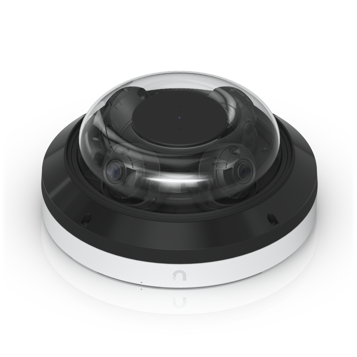 Ubiquiti UVC-AI-MS-4 UniFi AI Multi Sensor 4 White with four camera lenses beneath a transparent dome