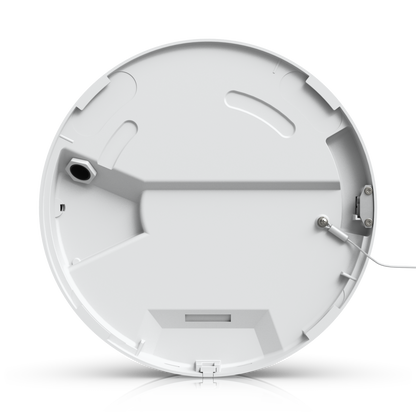 Interior view of the Ubiquiti UVC-AI-MS-4 white mounting cover with cable opening and tether connection