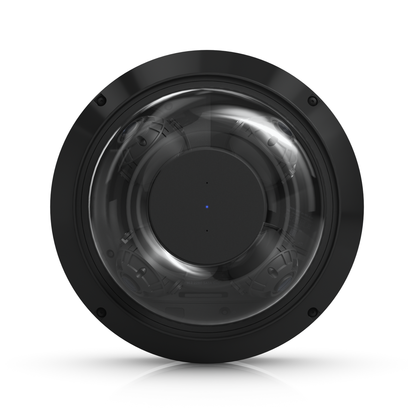 Top view of the Ubiquiti UniFi AI Multi Sensor 4 showing its circular dome and internal camera array