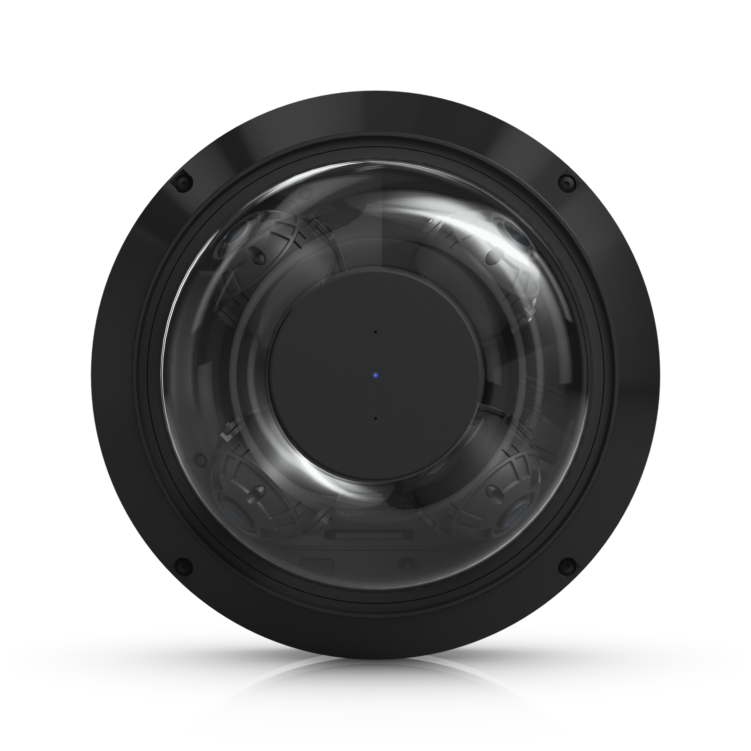 Top view of the Ubiquiti UniFi AI Multi Sensor 4 showing its circular dome and internal camera array