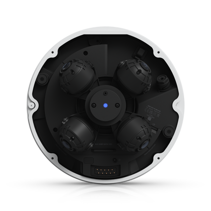Ubiquiti UVC-AI-MS-4 with dome removed, revealing four adjustable camera modules and central status light