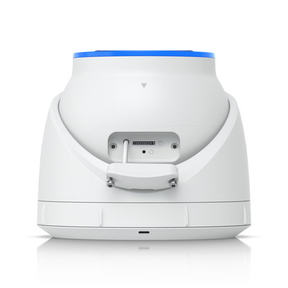 Top profile view of the Ubiquiti UniFi UVC-AI-Turret Camera in White with Connection Flap Opened