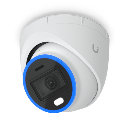 Angled front view of the Ubiquiti UniFi UVC-AI-Turret Camera in White