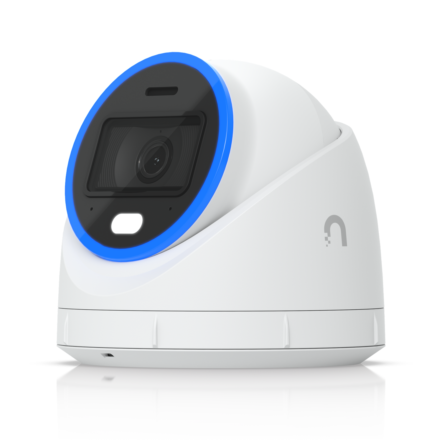 Angled front view of the Ubiquiti UniFi UVC-AI-Turret Camera in White