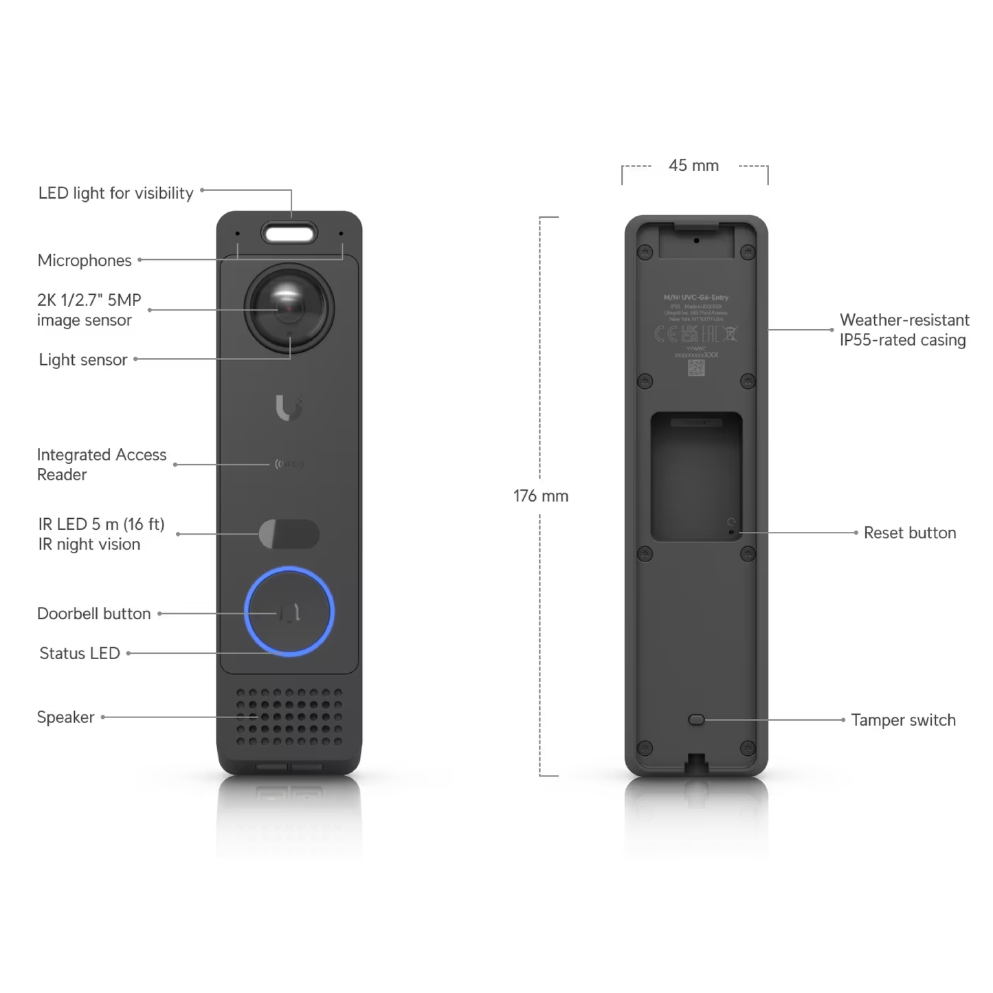 Ubiquiti UVC-G6-Entry UniFi G6 Entry PoE+ Doorbell