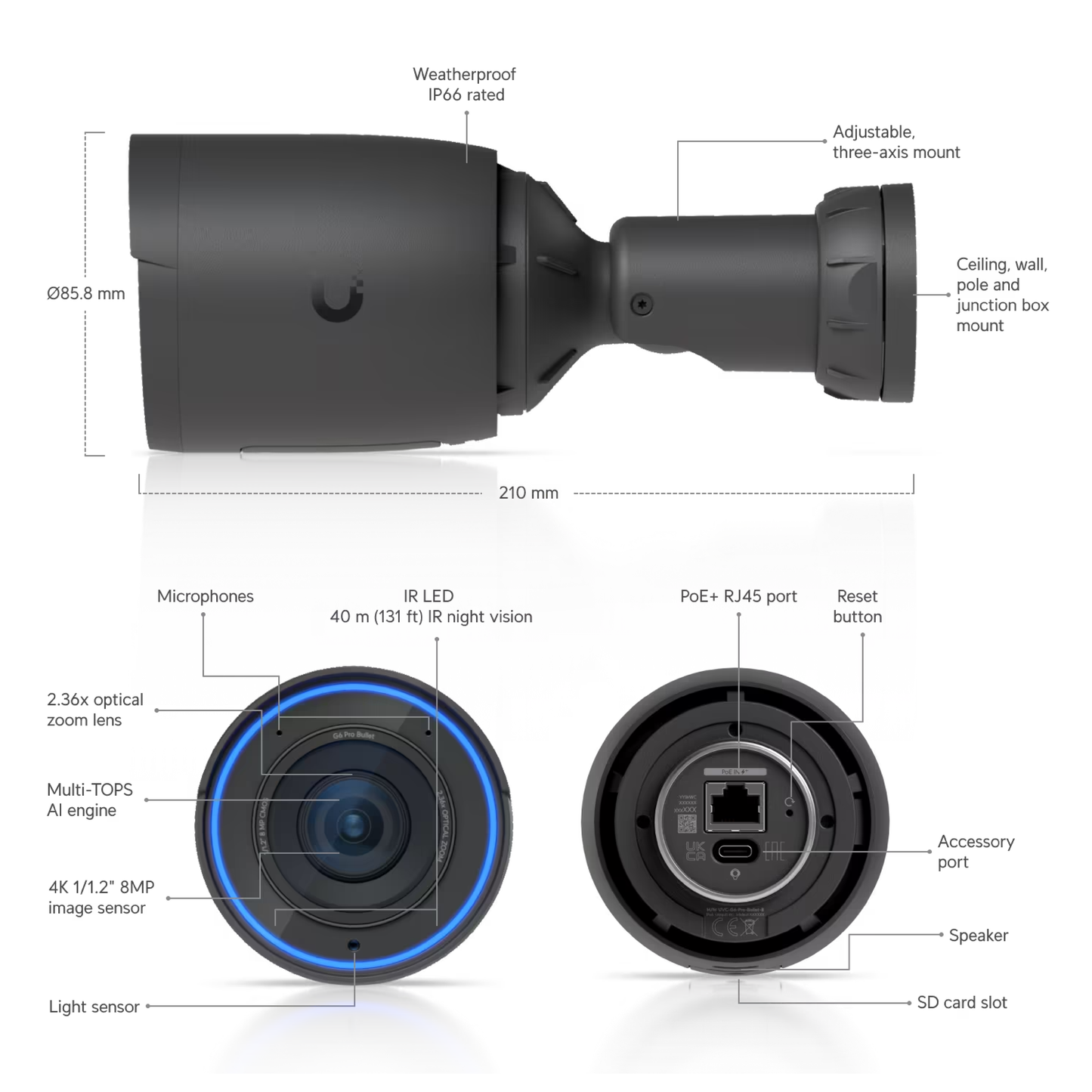 Ubiquiti UVC-G6-Pro-Bullet UniFi G6 Pro Bullet 4K PoE+ Camera