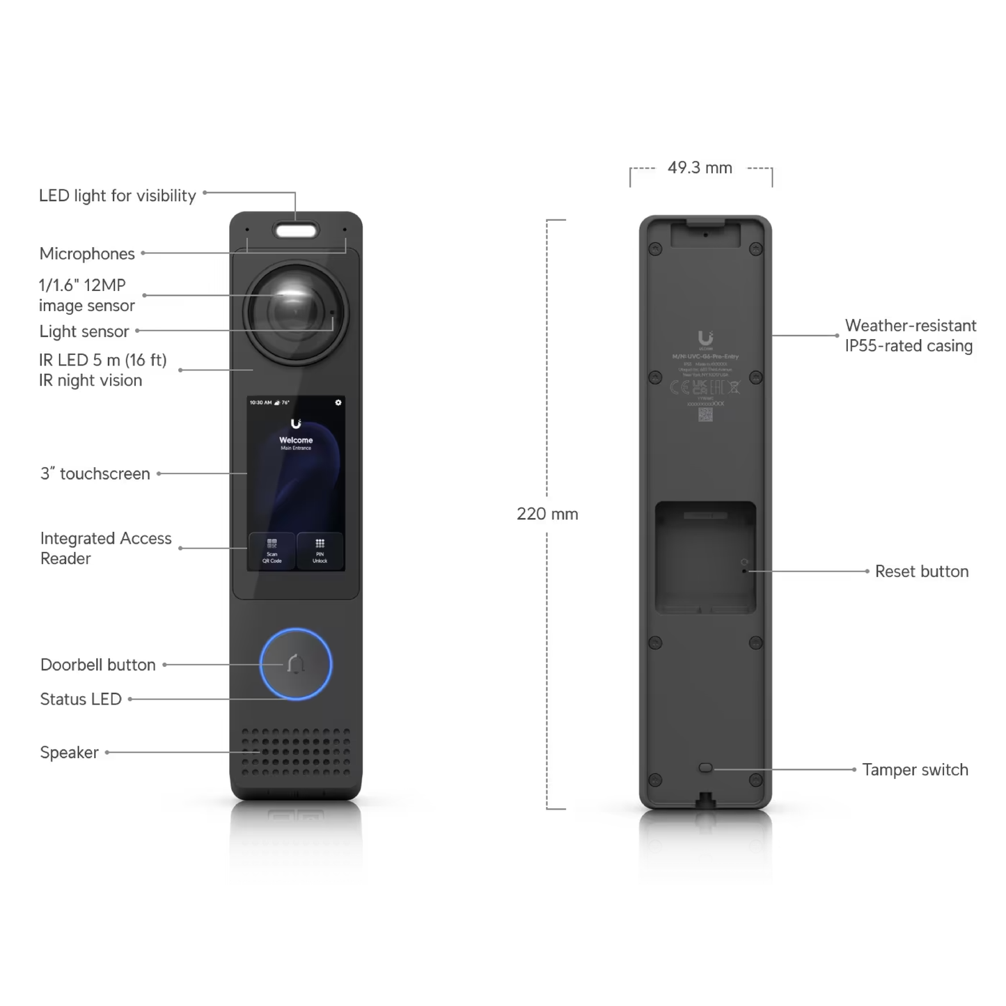 Ubiquiti UVC-G6-Pro-Entry UniFi G6 Pro Entry PoE+ 12MP Doorbell