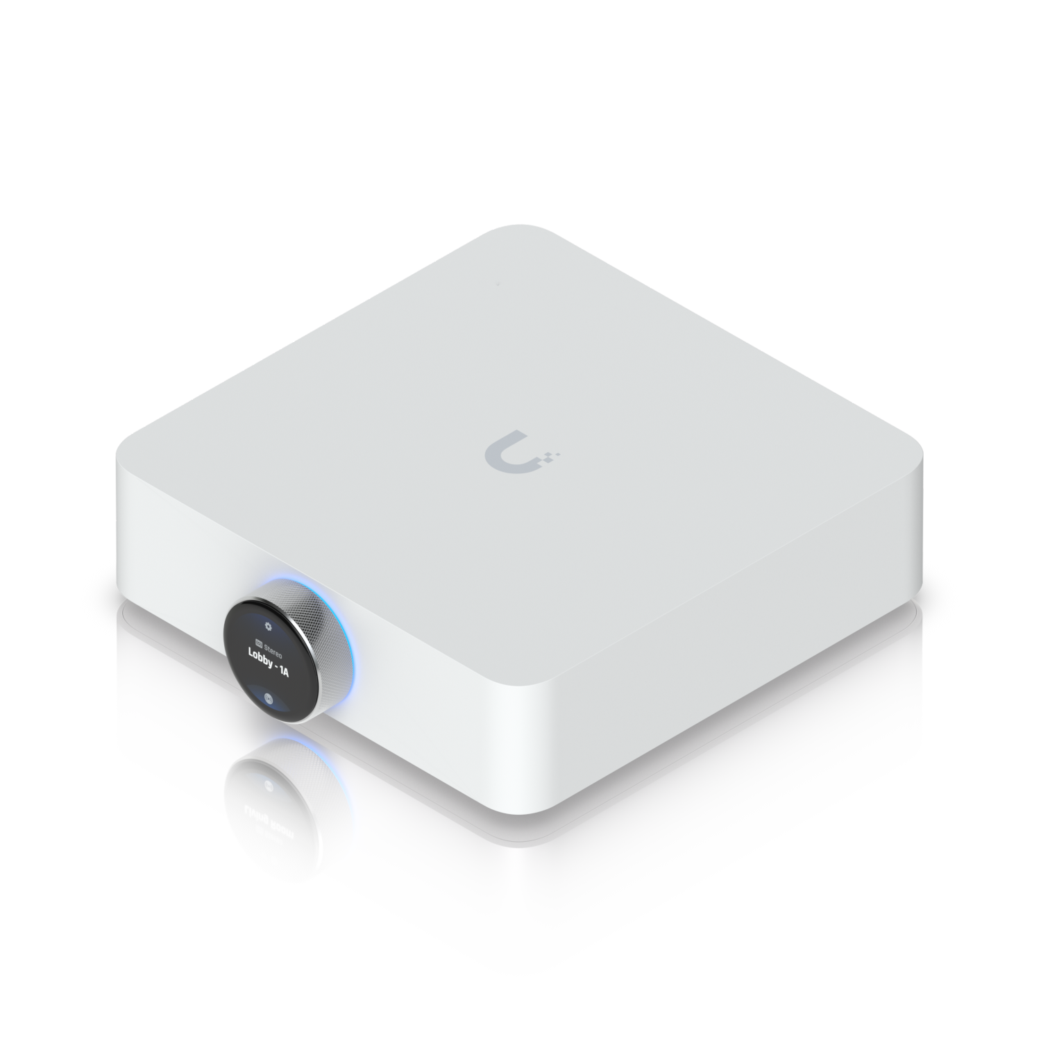 Elevated angled view of the Ubiquiti UPL-Amp UniFi PowerAmp in White