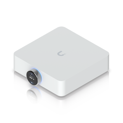 Elevated angled view of the Ubiquiti UPL-Amp UniFi PowerAmp in White