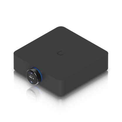 Elevated angled view of the Ubiquiti UPL-Amp UniFi PowerAmp in Black