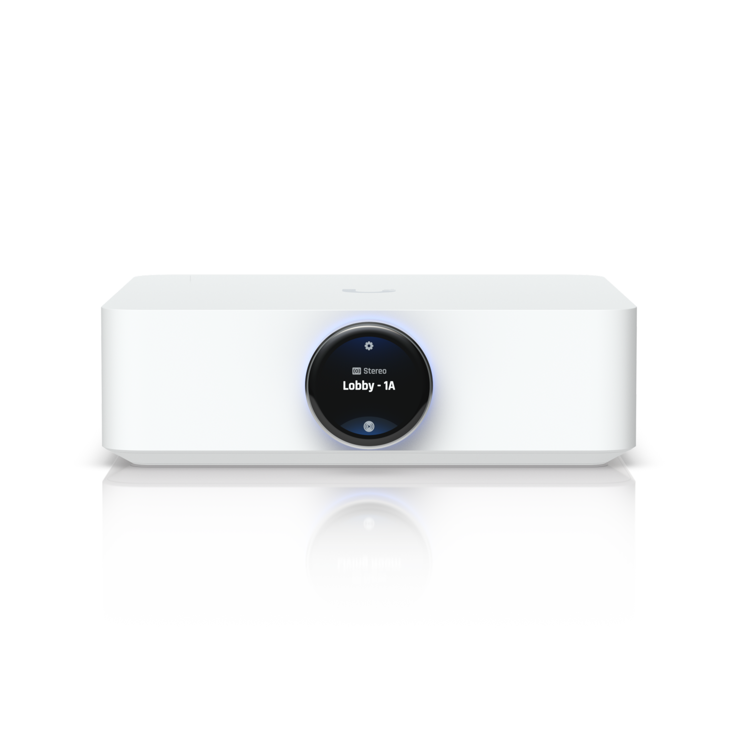 Angled front view of the Ubiquiti UPL-Amp UniFi PowerAmp in White