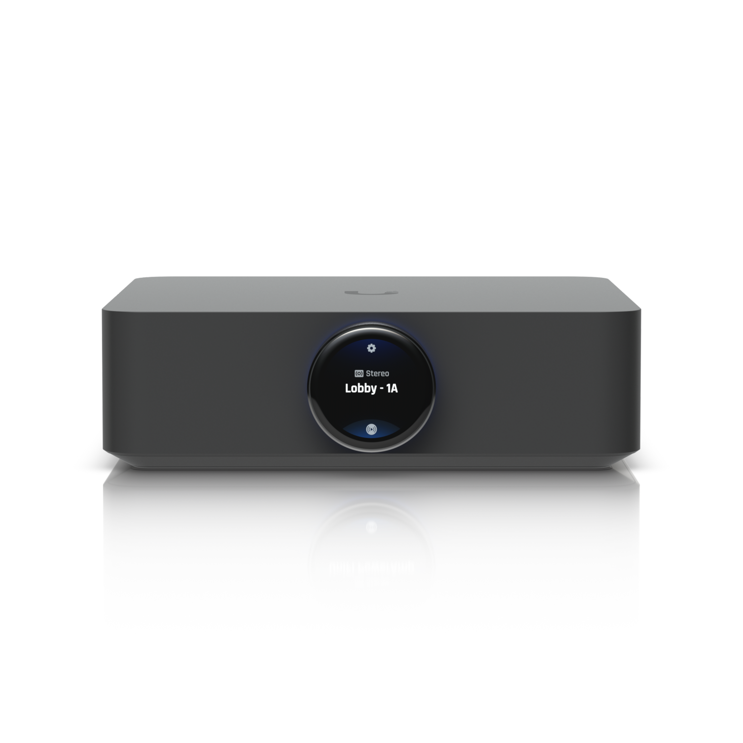 Angled front view of the Ubiquiti UPL-Amp UniFi PowerAmp in Black