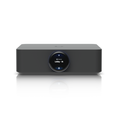 Angled front view of the Ubiquiti UPL-Amp UniFi PowerAmp in Black