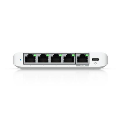 Front view of the Ubiquiti USW-Flex-2.5G-5 UniFi Flex Mini 2.5G